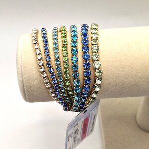 Beautiful Bijoux Bar Stretch Bracelet Set Multi-color Rhinestones Bling NWT